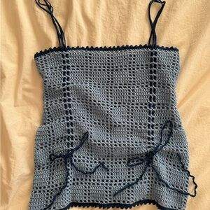 Handmade Blue Crochet Women Top